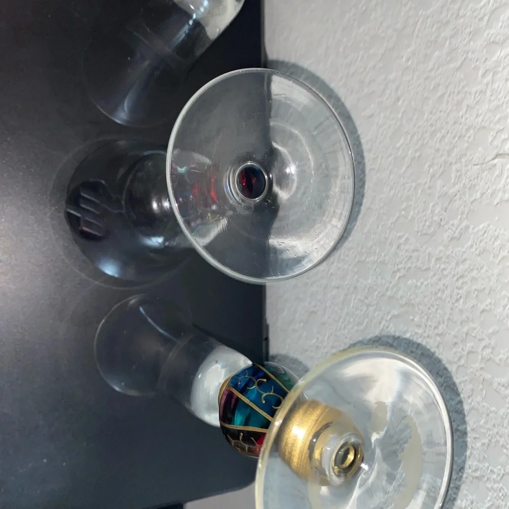 3 VTG Carnival Jeweled Dichroic Carnival MCM Champagne Flutes Multicolor Glasses
